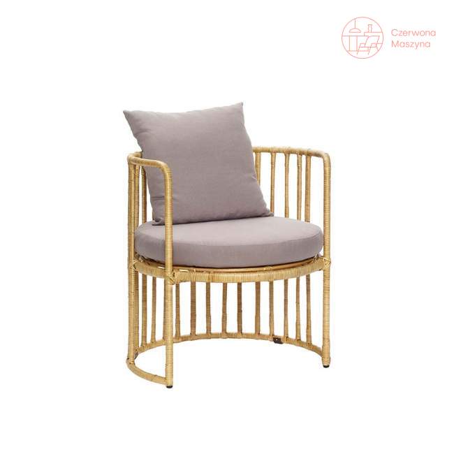 Rattanowe krzesło z poduszką Hübsch, szare